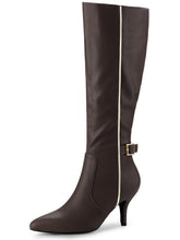 Load image into Gallery viewer, Chocolate Brown Zipper Knee High Boots