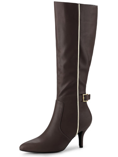 Chocolate Brown Zipper Knee High Boots