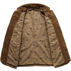 Men's Brown Corduroy Long Sleeve Sports Coat Blazer