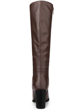 Load image into Gallery viewer, Coffee Brown Winter Knee High Faux Leather Boots