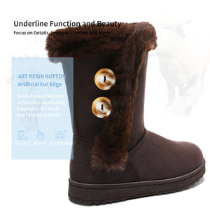 Coffee Fashionable Winter Fur Lined Snow Boots