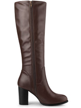 Load image into Gallery viewer, Coffee Brown Winter Knee High Faux Leather Boots