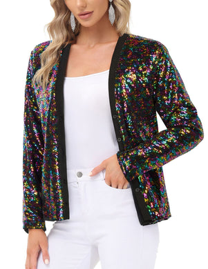 Colourful Sequined Long Sleeve Party Blazer