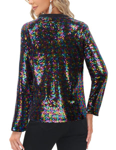 Colourful Sequined Long Sleeve Party Blazer