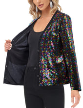 Load image into Gallery viewer, Colourful Sequined Long Sleeve Party Blazer