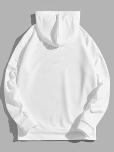 Men's White Graphic Printed Long Sleeve Hoodie