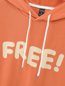 Men's Orange Free Graphic Printed Long Sleeve Hoodie