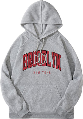 Men's Grey Brooklyn Printed Long Sleeve Hoodie