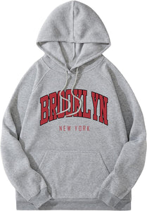 Men's Grey Brooklyn Printed Long Sleeve Hoodie