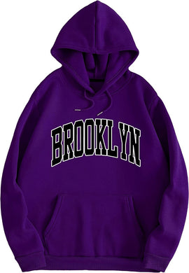 Men's Purple Brooklyn Printed Long Sleeve Hoodie