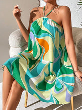 Load image into Gallery viewer, Resort Style Green Floral Halter Sleeveless Cami Dress