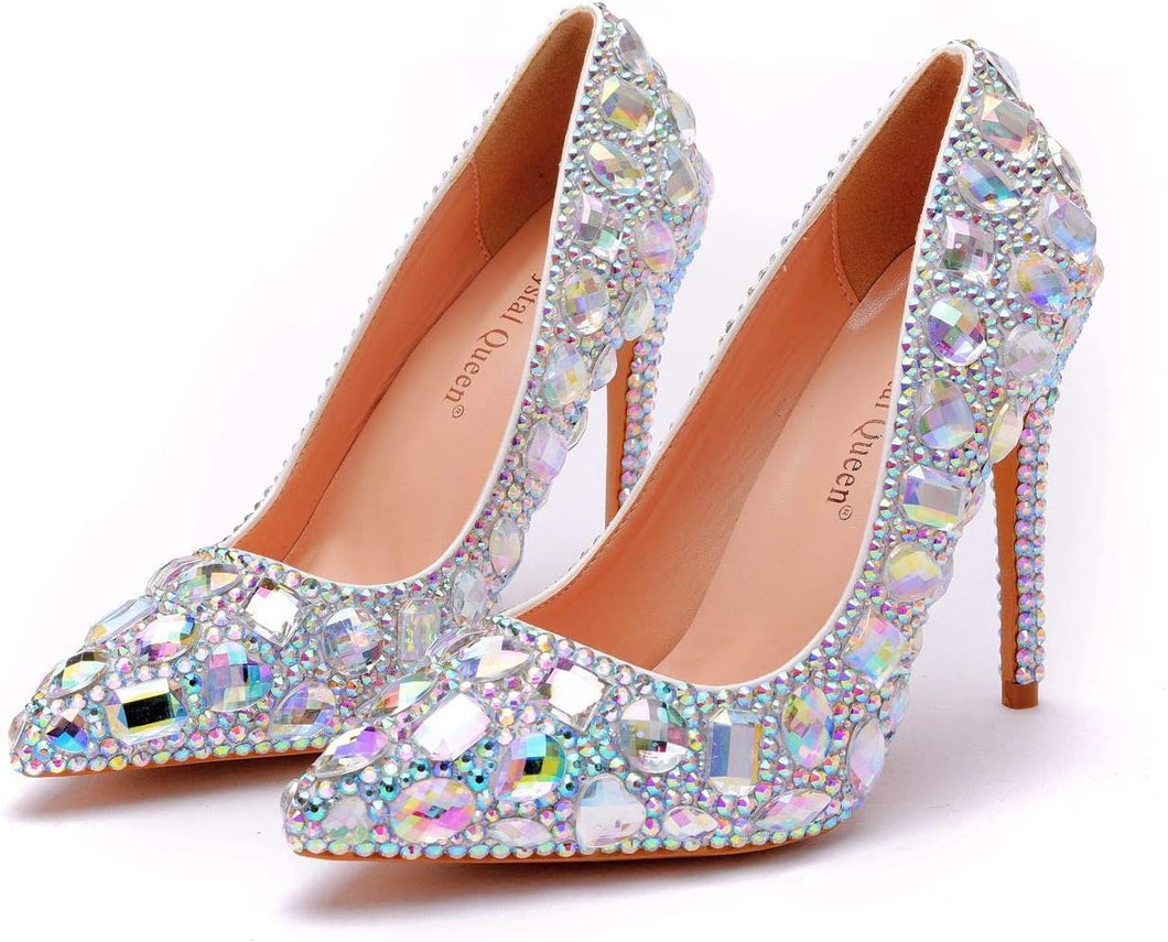 Stiletto Silver Rhinestone Party Prom Heels