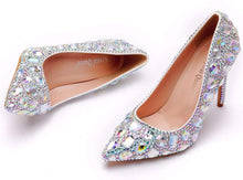 Load image into Gallery viewer, Stiletto Silver Rhinestone Party Prom Heels