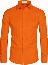 Load image into Gallery viewer, Men&#39;s Premium Orange Slim Fit Button Down Long Sleeve Shirt