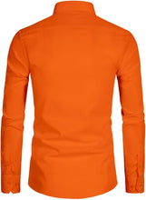 Load image into Gallery viewer, Men&#39;s Premium Orange Slim Fit Button Down Long Sleeve Shirt