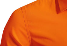 Load image into Gallery viewer, Men&#39;s Premium Orange Slim Fit Button Down Long Sleeve Shirt