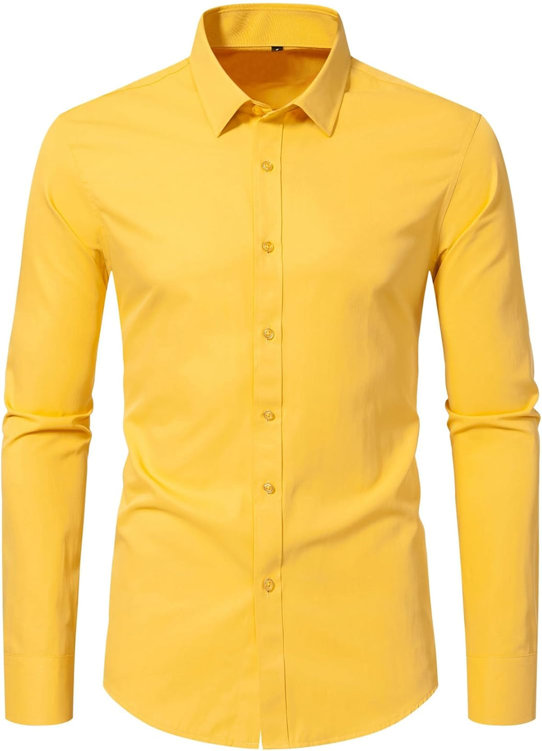 Men's Premium Yellow Slim Fit Button Down Long Sleeve Shirt