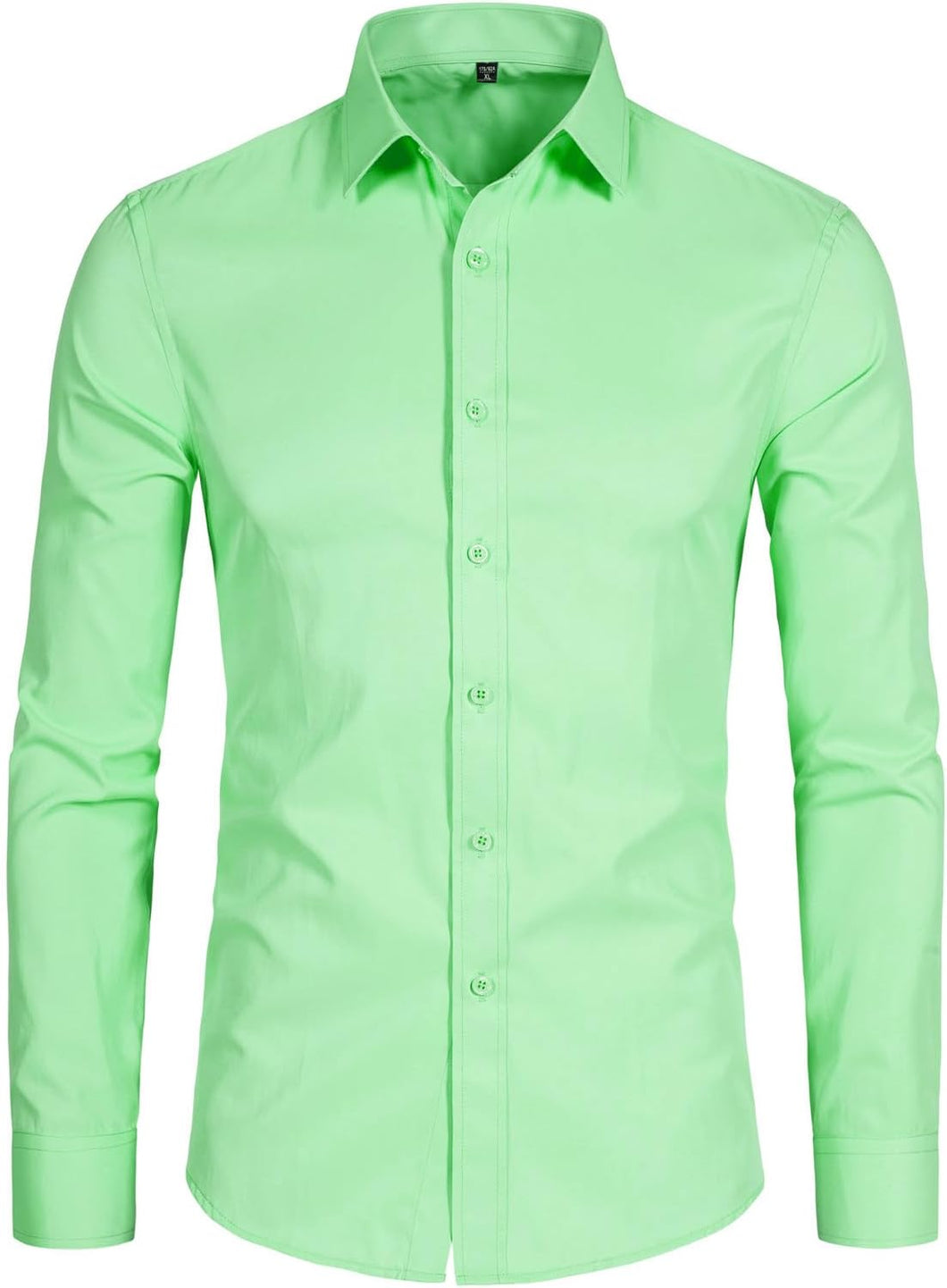 Men's Premium Lime Green Slim Fit Button Down Long Sleeve Shirt