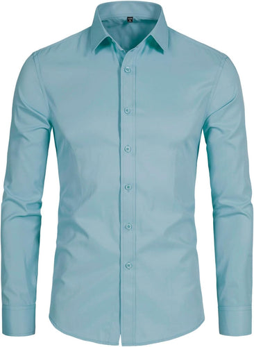 Men's Premium Dusty Blue Slim Fit Button Down Long Sleeve Shirt