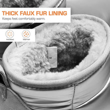 Load image into Gallery viewer, Metallic Silver Platform Fur Snow Ankle Boots