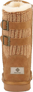 Suede Brown Knit Mid Calf Winter Boots