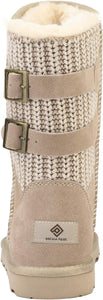 Suede Brown Knit Mid Calf Winter Boots