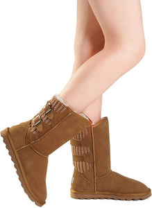Suede Sand Knit Mid Calf Winter Boots