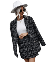 Load image into Gallery viewer, Dark Black Designer Chic Tweed Blazer Jacket &amp; Skirt Set