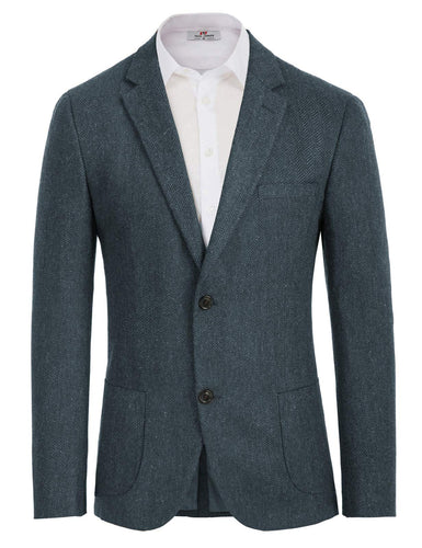 Dark Blue Men's Herringbone Tweed British Blazer