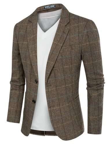 Dark Brown Men's Herringbone Tweed British Blazer