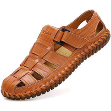 Load image into Gallery viewer, Camel Brown Men&#39;s Breathable Leather Outdoor Summer Sandals