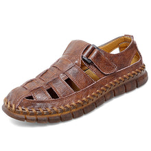 Load image into Gallery viewer, Dark Brown Men&#39;s Leather Outdoor Summer Sandals