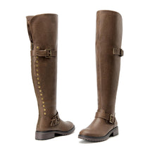 Load image into Gallery viewer, Faux Leather Brown Wide Calf Stylish Over The Knee Boots