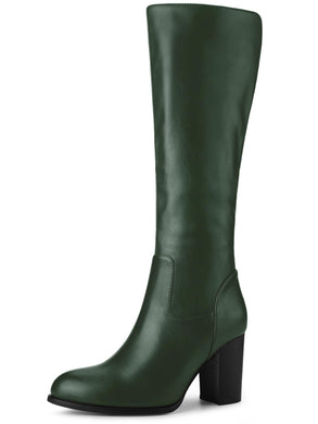 Dark Green Pretty Girl Knee High Faux Leather Boots