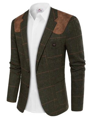Dark Green New  Men's British Tweed Wool Long Sleeve Blazer
