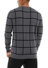 Load image into Gallery viewer, Dark Grey Men&#39;s Soft Knit Striped Long Sleeve Sweater