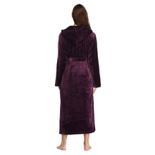 Load image into Gallery viewer, Dark Purple Soft &amp; Plush Long Sleeve Hooded Robe