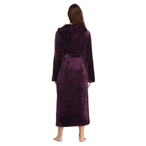Dark Purple Soft & Plush Long Sleeve Hooded Robe