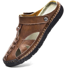 Load image into Gallery viewer, Dark Brown  Men&#39;s Leather Closed Toe Outdoor Sandals