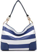 Load image into Gallery viewer, Red &amp; White Stripes Zippered Unique Shoulder Tote Handbag