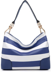 Red & White Stripes Zippered Unique Shoulder Tote Handbag