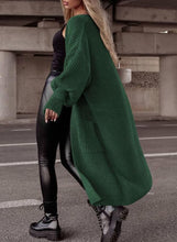 Load image into Gallery viewer, Balloon Sleeve Green Knit Button Down Long Sleeve Cardigan Sweater