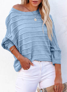 Casual White Dolman Sleeve Off Shoulder Knit Sweater