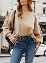 Load image into Gallery viewer, Fashionable Oversized Black Long Sleeve Side Slit Knit Sweater