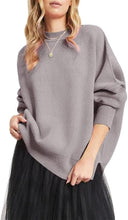 Load image into Gallery viewer, Fashionable Oversized Purple Long Sleeve Side Slit Knit Sweater