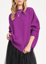 Load image into Gallery viewer, Fashionable Oversized Black Long Sleeve Side Slit Knit Sweater