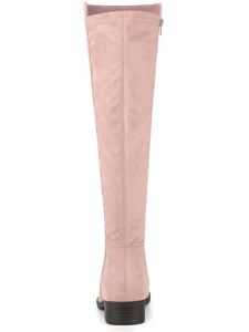 Dust Pink Suede Knee High Side Zipper Boots