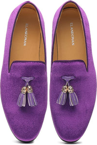 Men's Luxury Purple Velvet Tassel Loafer Style Dress Shoes