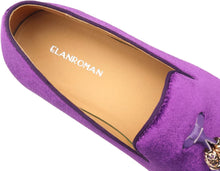 Load image into Gallery viewer, Men&#39;s Luxury Purple Velvet Tassel Loafer Style Dress Shoes