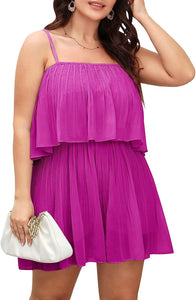 Plus Size White Ruffled Chiffon Sleeveless Shorts Romper